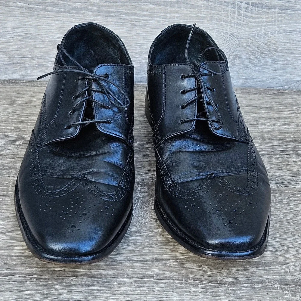 Florsheim‎ Mens Black Leather Wingtip Oxford Dress Shoes Brogue Size 10.5 D